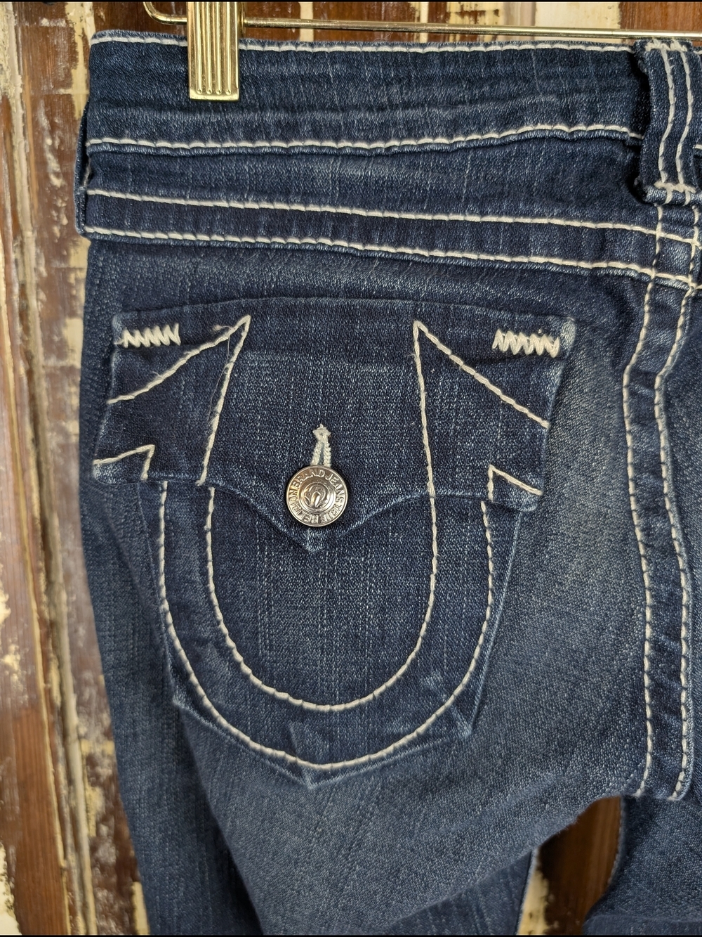 True Religion Becky Low Rise Bootcut Jeans 29 Made USA Y2K Western Denim - Picture 8 of 11